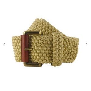 Lauren Ralph Lauren Nylon Cord Wide Woven w Leather Trim Belt